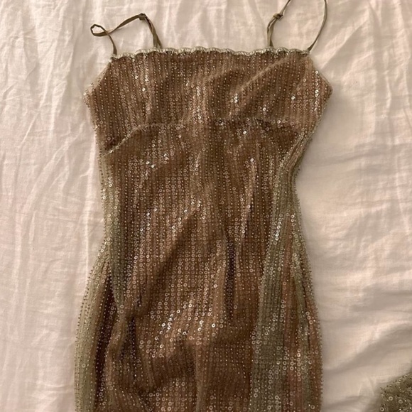 NWT House of CB Alondra Beaded dress size M cafe au lait birthday new year eve - Picture 5 of 5